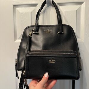 kate spade Black Leather Mini Dome Satchel with Black Zip Wallet